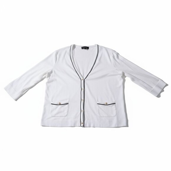 Jones New York White Cotton Button Up Cardigan XL - Picture 3 of 6